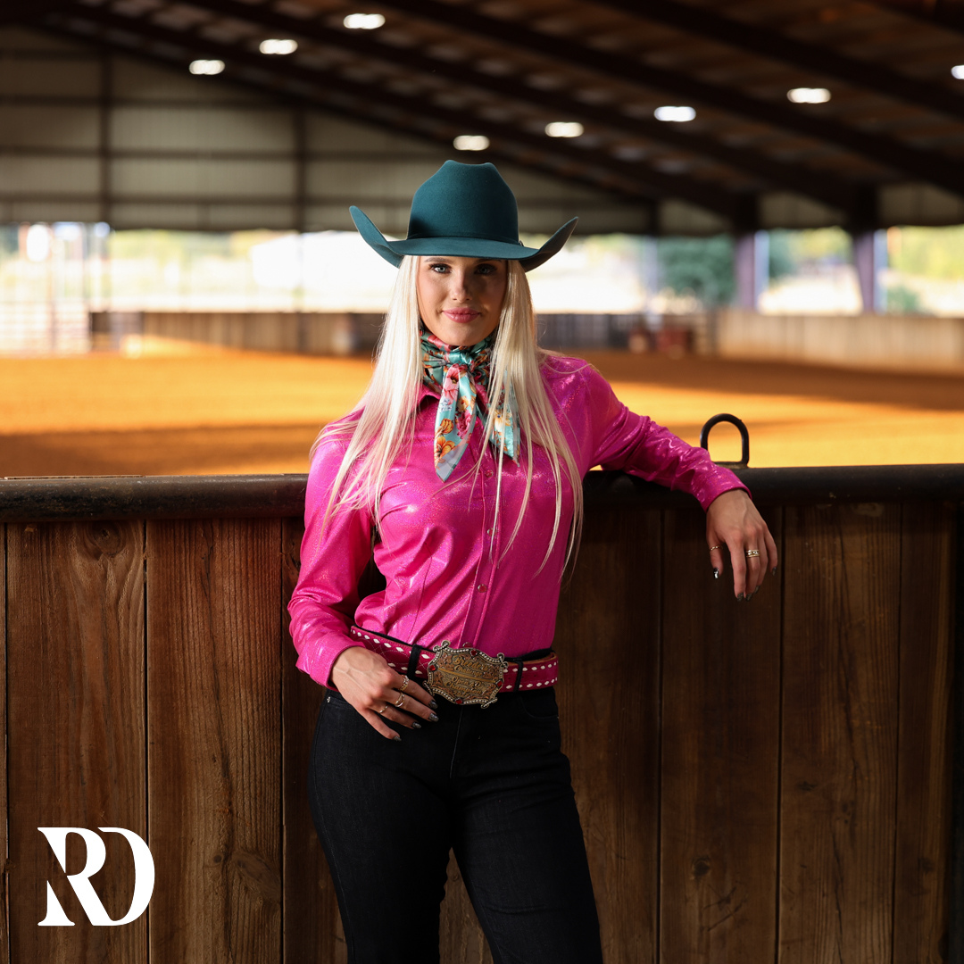 Hot Pink Sparkle Performance Rodeo Shirt — view 3