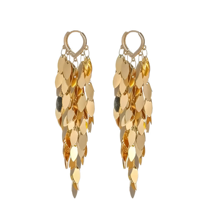Outlaw Gold Long Leaves Dangle Fashion Earrings
