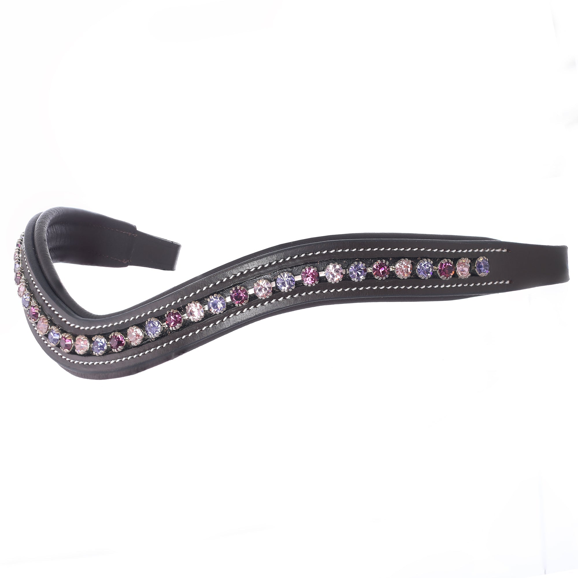 ExionPro Elegant Soft Padded Fuchsia, Light Rose, Tanzanite Colored Crystal Browband by Bridles & Reins