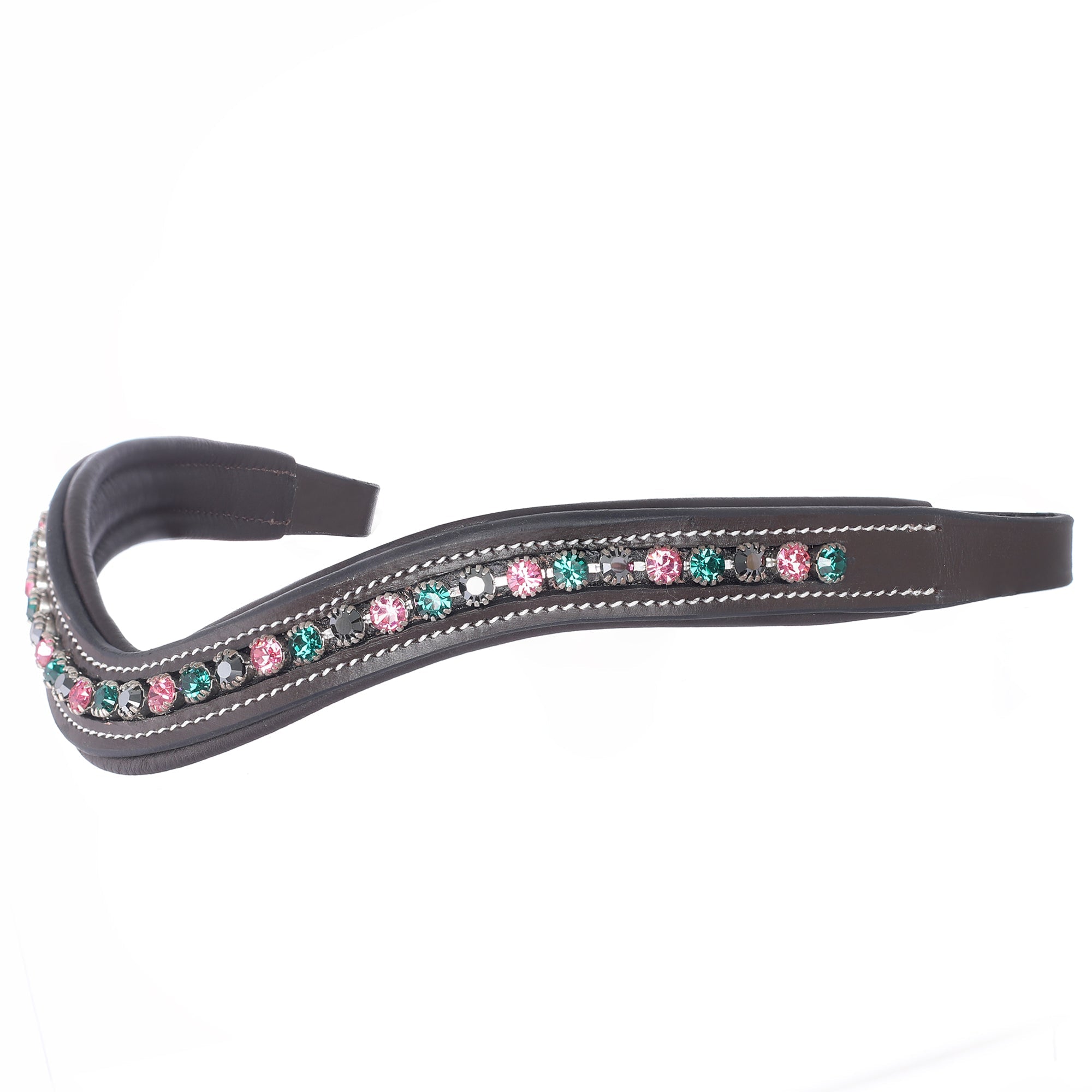 ExionPro Elegant Soft Padded Rose, Emerald, Jet Hematite Colored Crystal Browband by Bridles & Reins