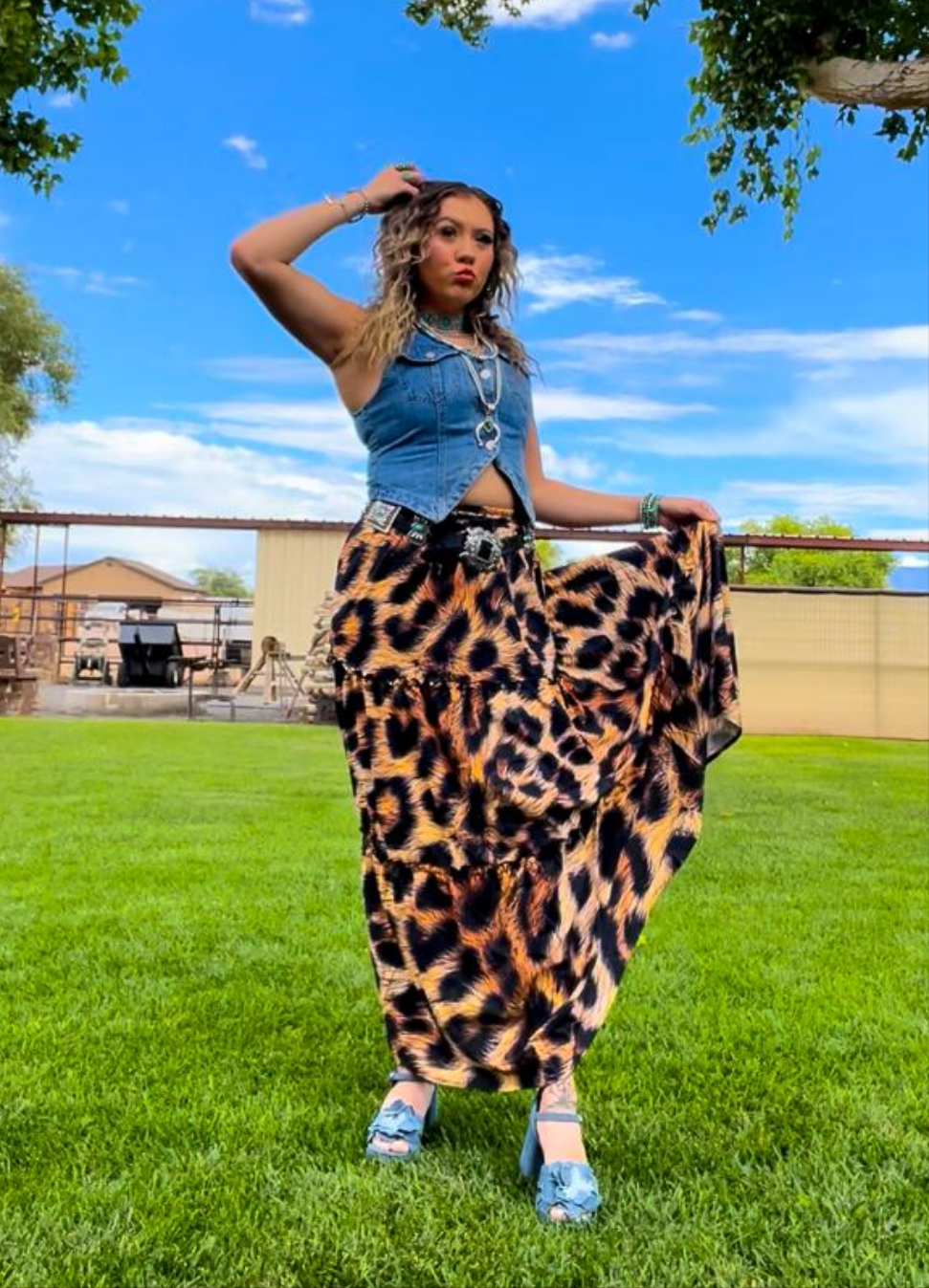 Baha Ranch Retro Pop Western Leopard Print Maxi Prairie Skirt by Baha Ranch Western Wear - product image 9
