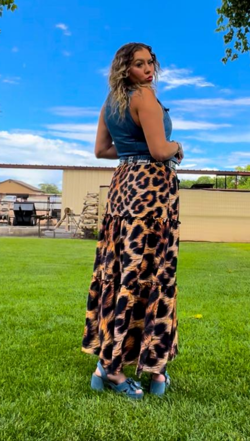 Baha Ranch Retro Pop Western Leopard Print Maxi Prairie Skirt by Baha Ranch Western Wear - product image 4