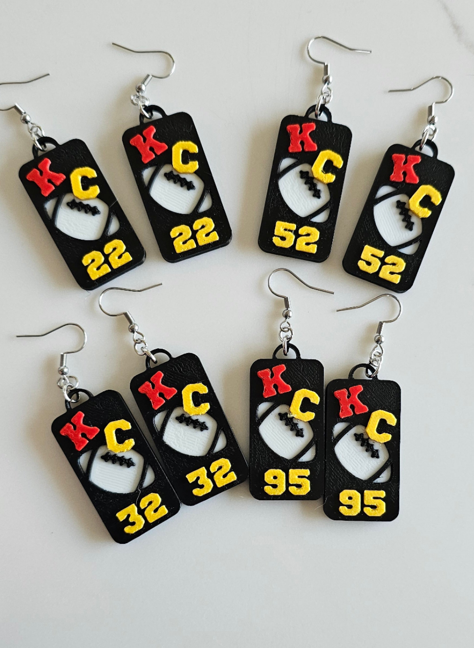 3D Print KC Chiefs Player Number Football Earrings choice of number by Baha Ranch Western Wear - product image 8