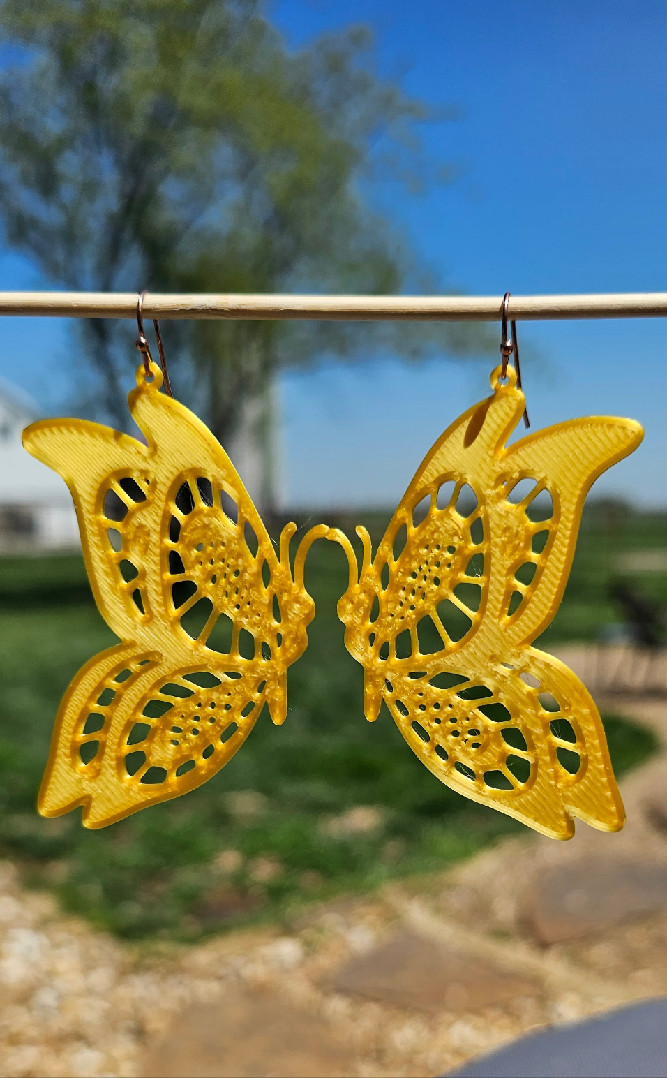 3D Print Butterfly Boho Earrings Made in America by Baha Ranch Western Wear - product image 2