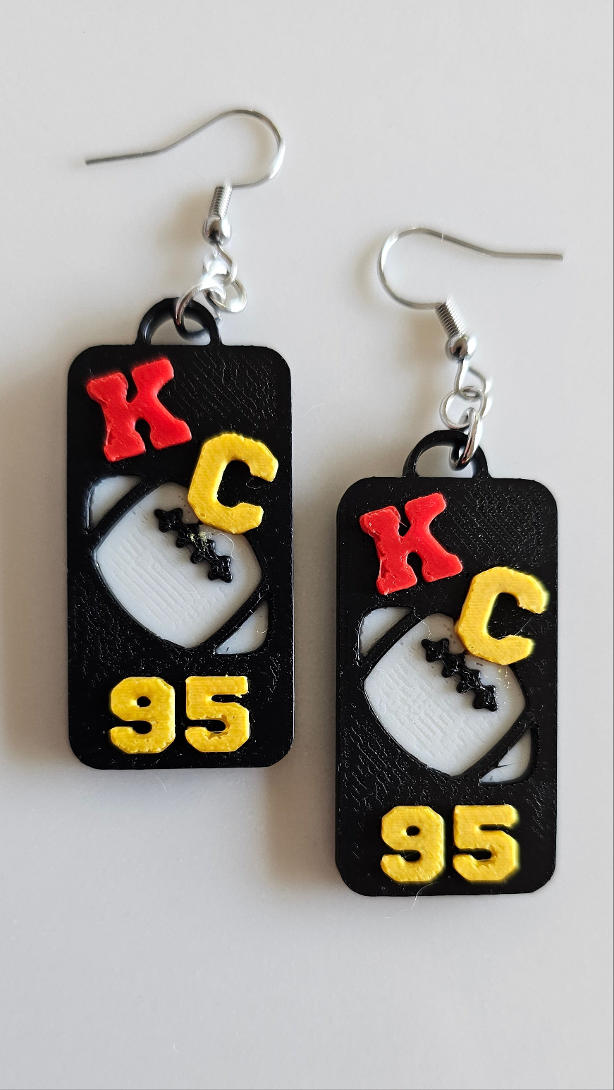 3D Print KC Chiefs Player Number Football Earrings choice of number by Baha Ranch Western Wear - product image 6