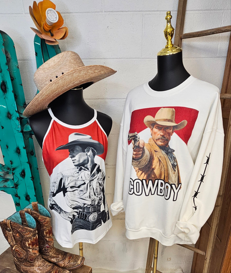 Baha Ranch Black White Cowboy Vintage Tank Top by Baha Ranch Western Wear - product image 3