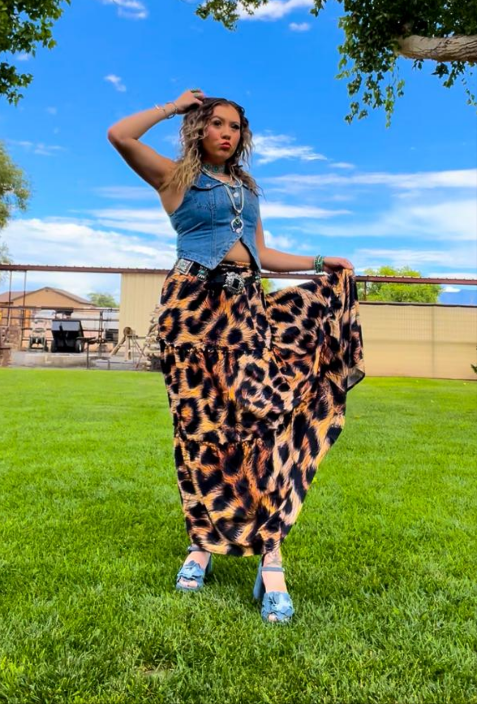 Baha Ranch Retro Pop Western Leopard Print Maxi Prairie Skirt by Baha Ranch Western Wear - product image 3