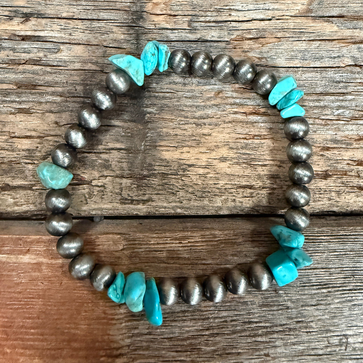Fashion Navajo Pearl and Turquoise Stretch Bracelet