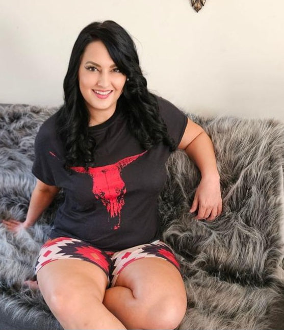 Baha Ranch Red Aztec Bull Women's Western Top and Short Pajama Set by Baha Ranch Western Wear - product image 2