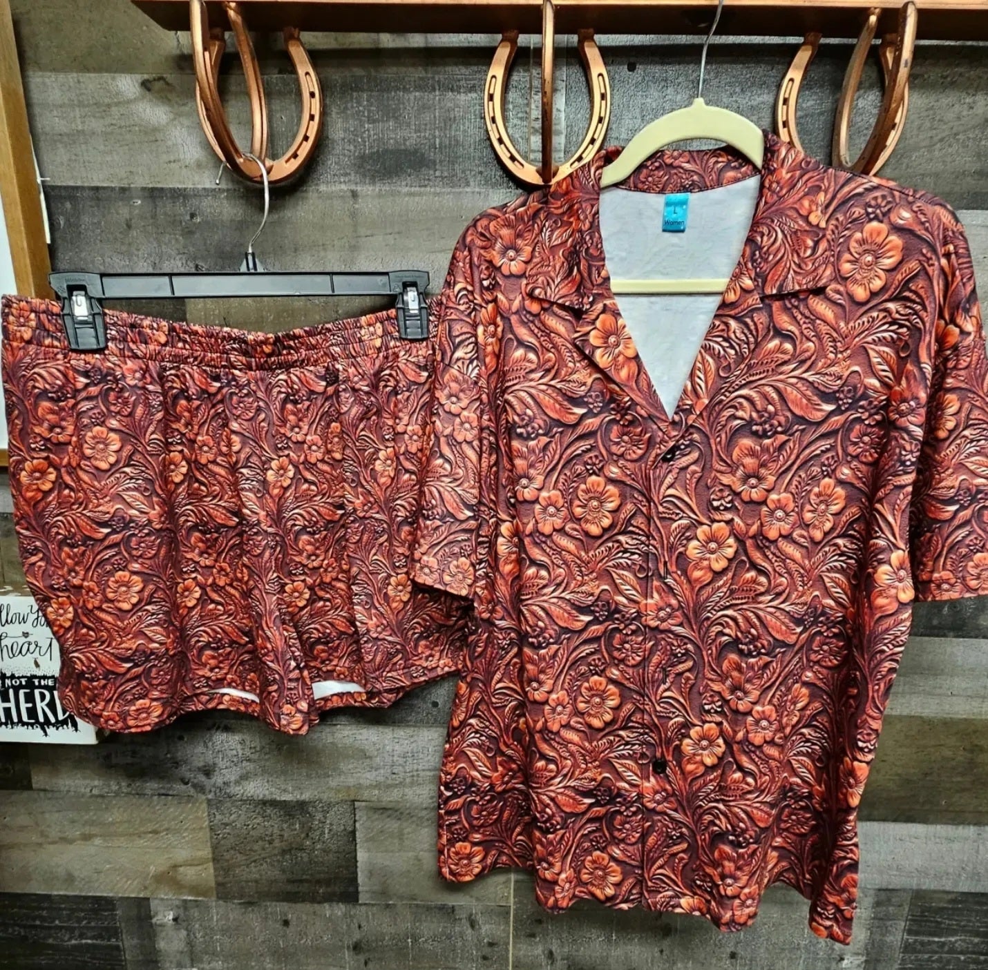 Baha Ranch Leather Floral Print Women's Pajama Set by Baha Ranch Western Wear