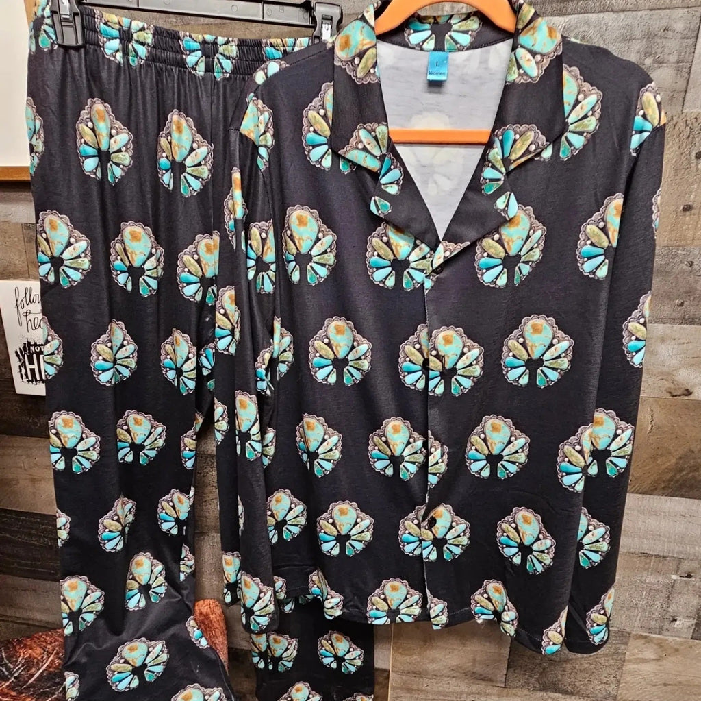 Baha Ranch Turquoise Naja Women's Western Long Pajama Set by Baha Ranch Western Wear - product image 2