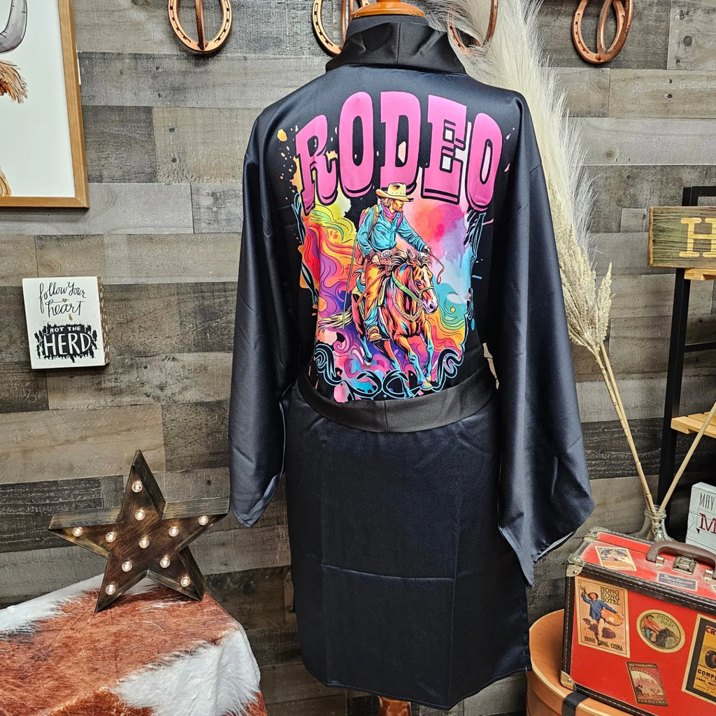 Baha Ranch Pink Rodeo Women's Lounge Kimono Robe by Baha Ranch Western Wear