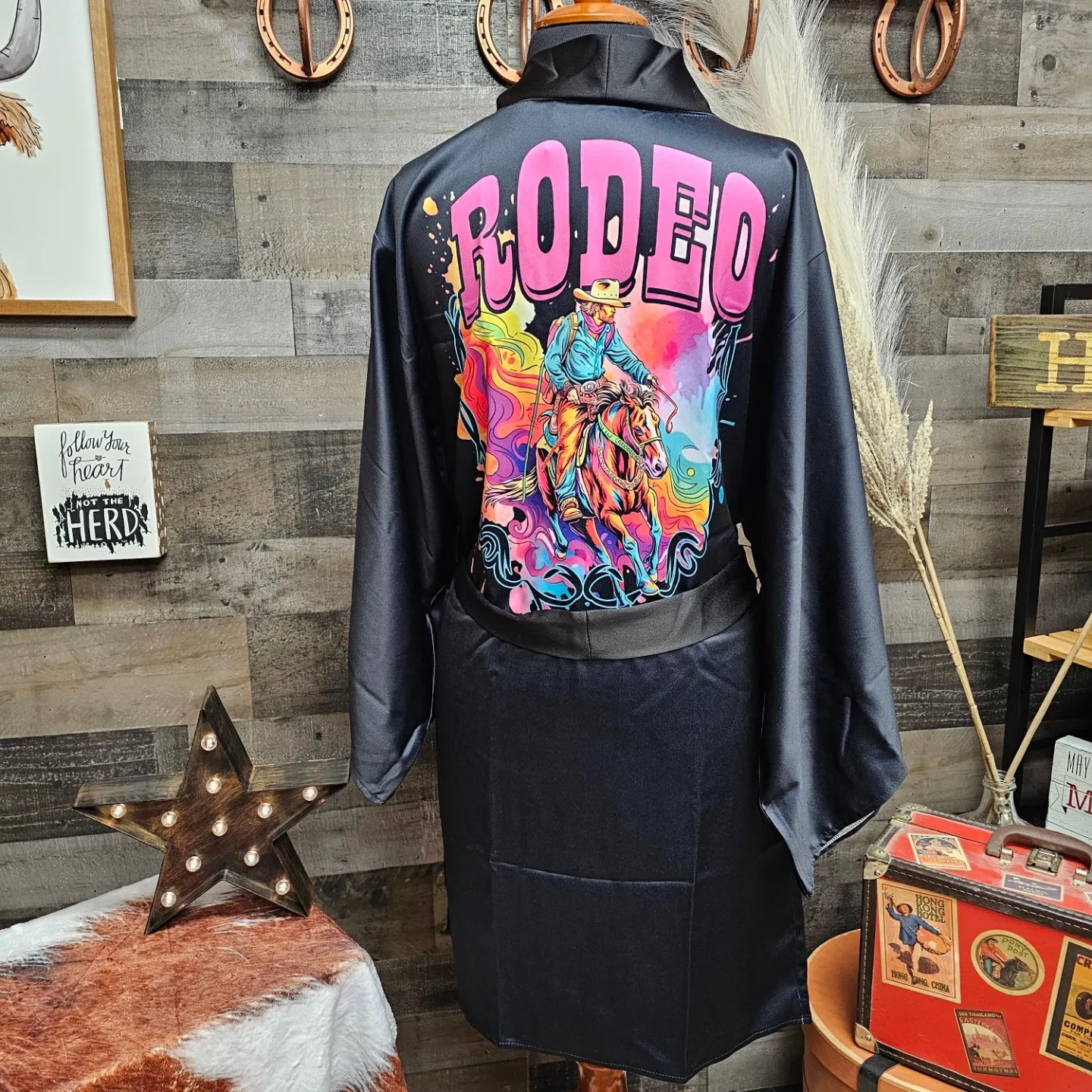 Baha Ranch Pink Rodeo Women's Lounge Kimono Robe by Baha Ranch Western Wear