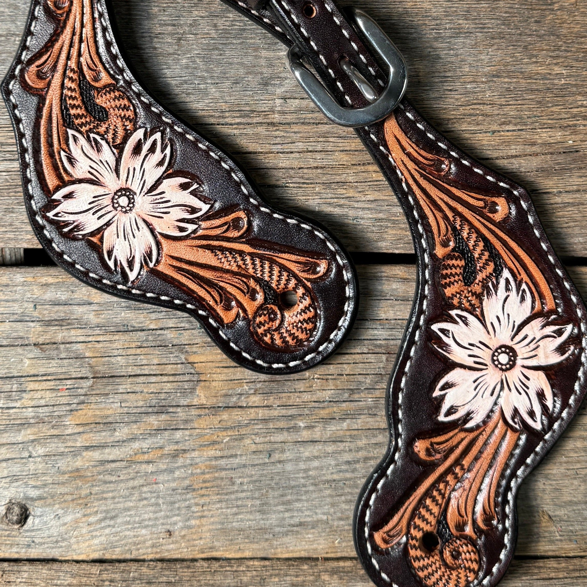 Triple Tone Floral Spur Straps — view 2