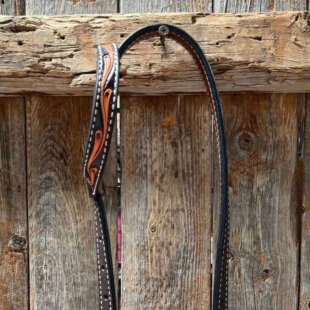 Triple Tone Floral One Ear Headstall / Bridle #24377 — view 2