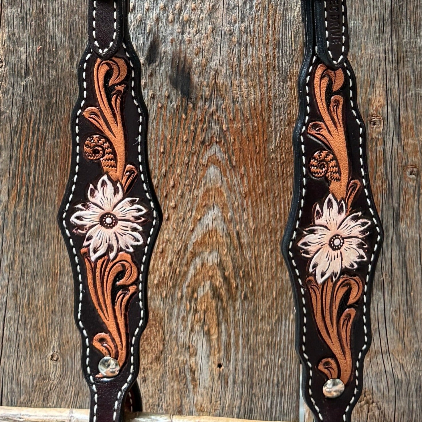 Triple Tone Floral One Ear Headstall / Bridle #24377 — view 3