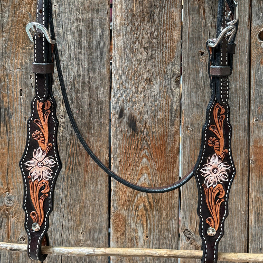 Triple Tone Floral Browband Headstall / Bridle #24376 — view 3