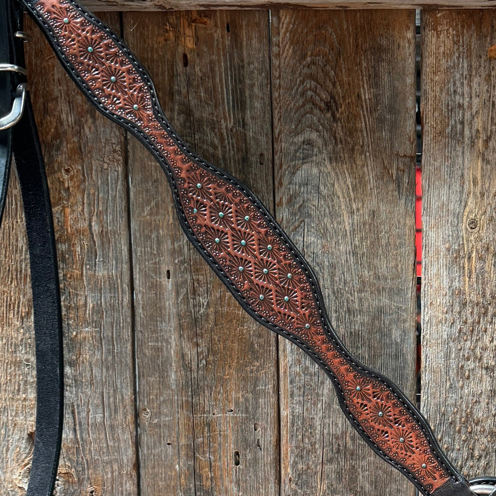 Teal Diamond Scalloped Breastcollar #56274 — view 2