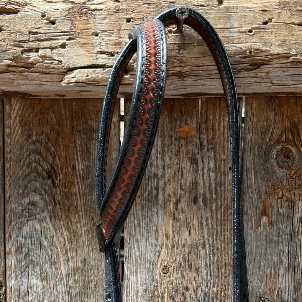 Teal Diamond Scalloped One Ear Headstall / Bridle #24375 — view 2