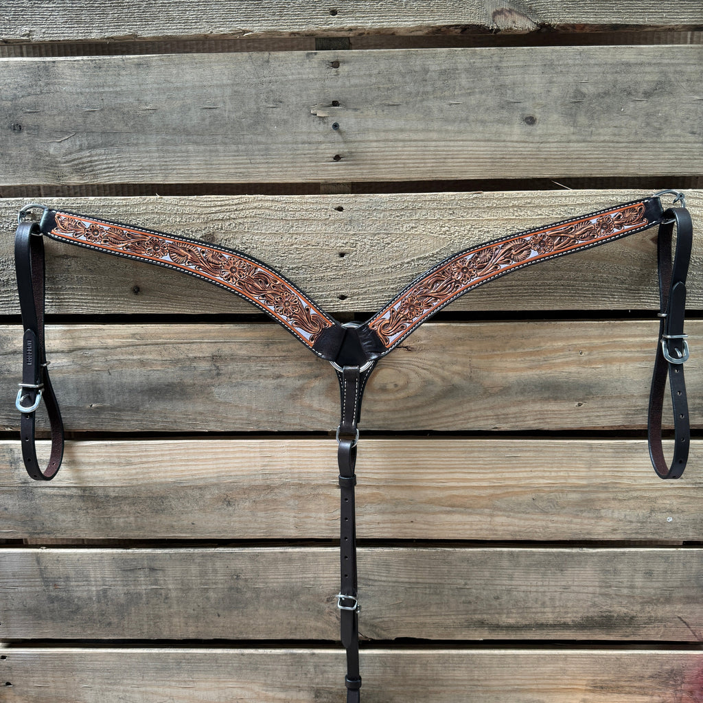 Hand Painted Floral Browband / One Ear Breastcollar Tack Set — view 5