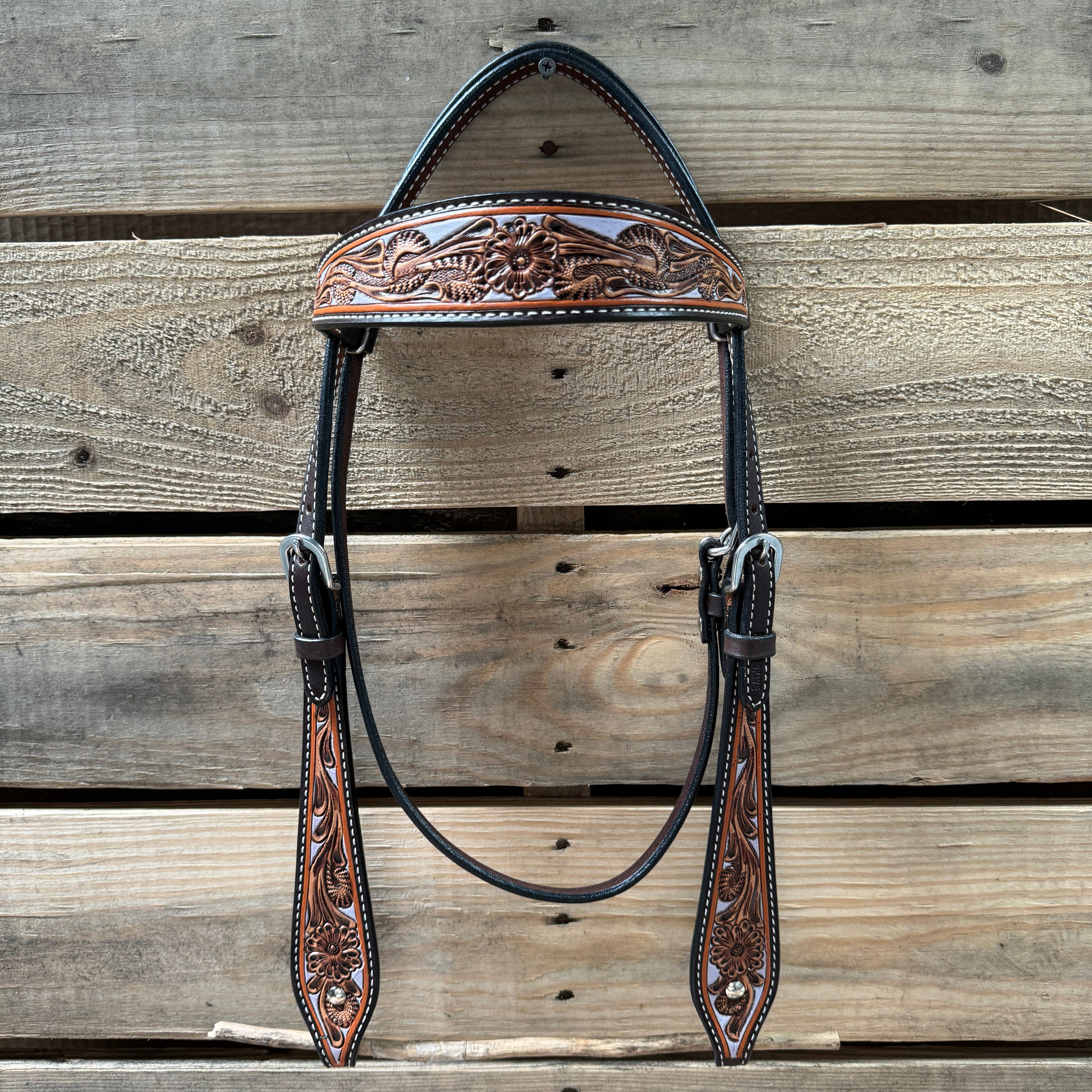 Hand Painted Floral Browband / One Ear Breastcollar Tack Set — view 3