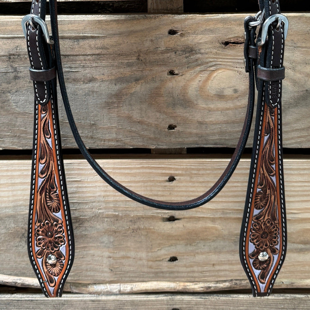 Hand Painted Floral Browband Headstall / Bridle #24380 — view 3