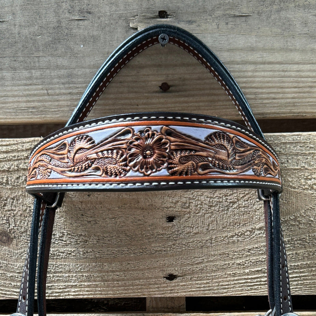 Hand Painted Floral Browband Headstall / Bridle #24380 — view 2