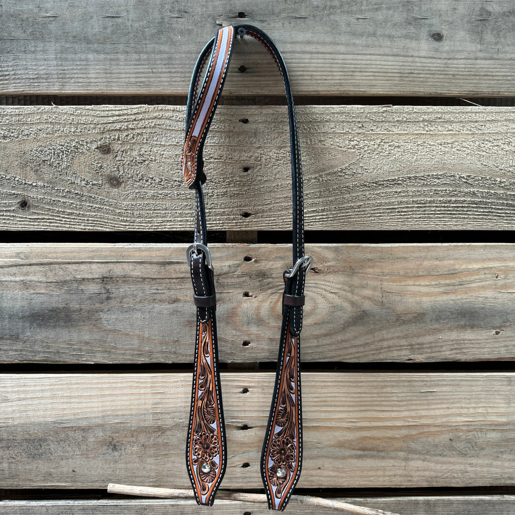 Hand Painted Floral Browband / One Ear Breastcollar Tack Set — view 4