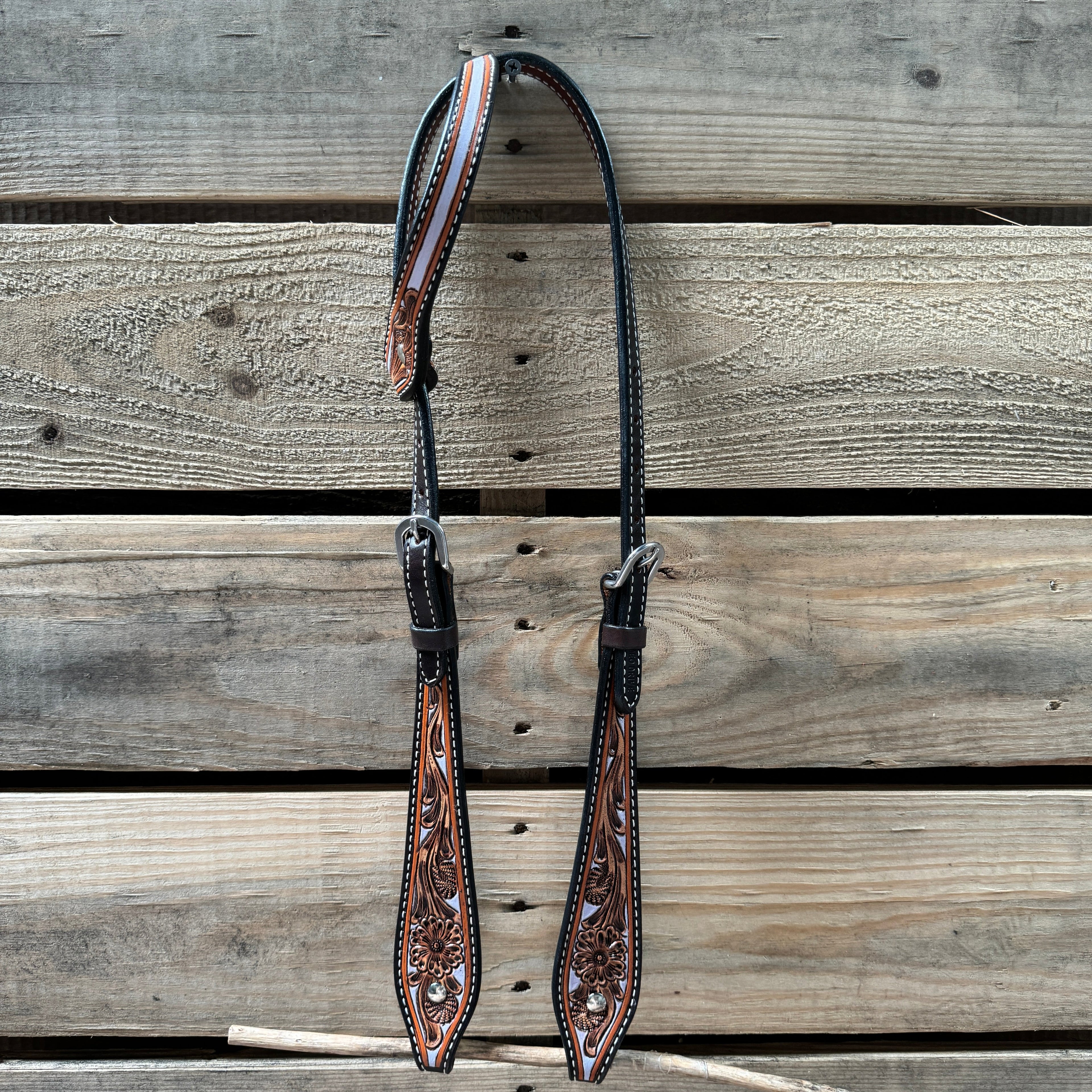 Hand Painted Floral Browband / One Ear Breastcollar Tack Set — view 4
