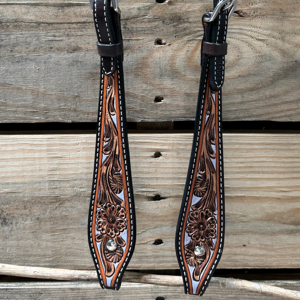 Hand Painted Floral One Ear Headstall / Bridle #24381 — view 3