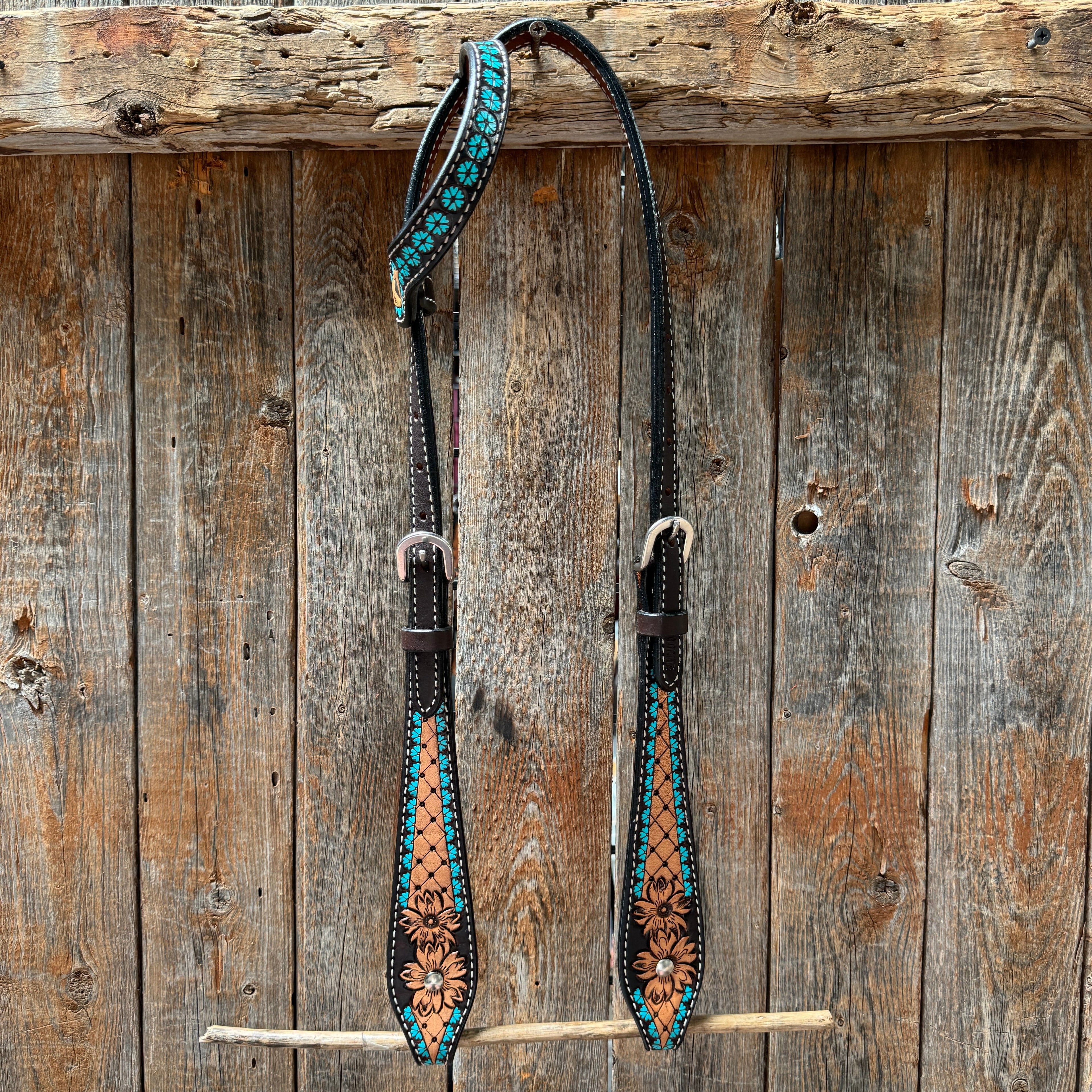 Multi Flower Browband / One Ear Headstall and Breastcollar Tack Set — view 4