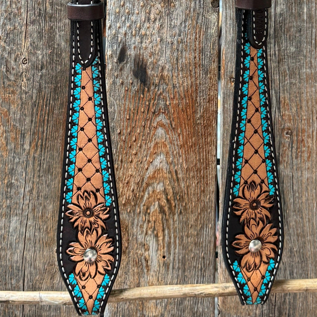 Multi Flower One Ear Headstall / Bridle #24379 — view 3