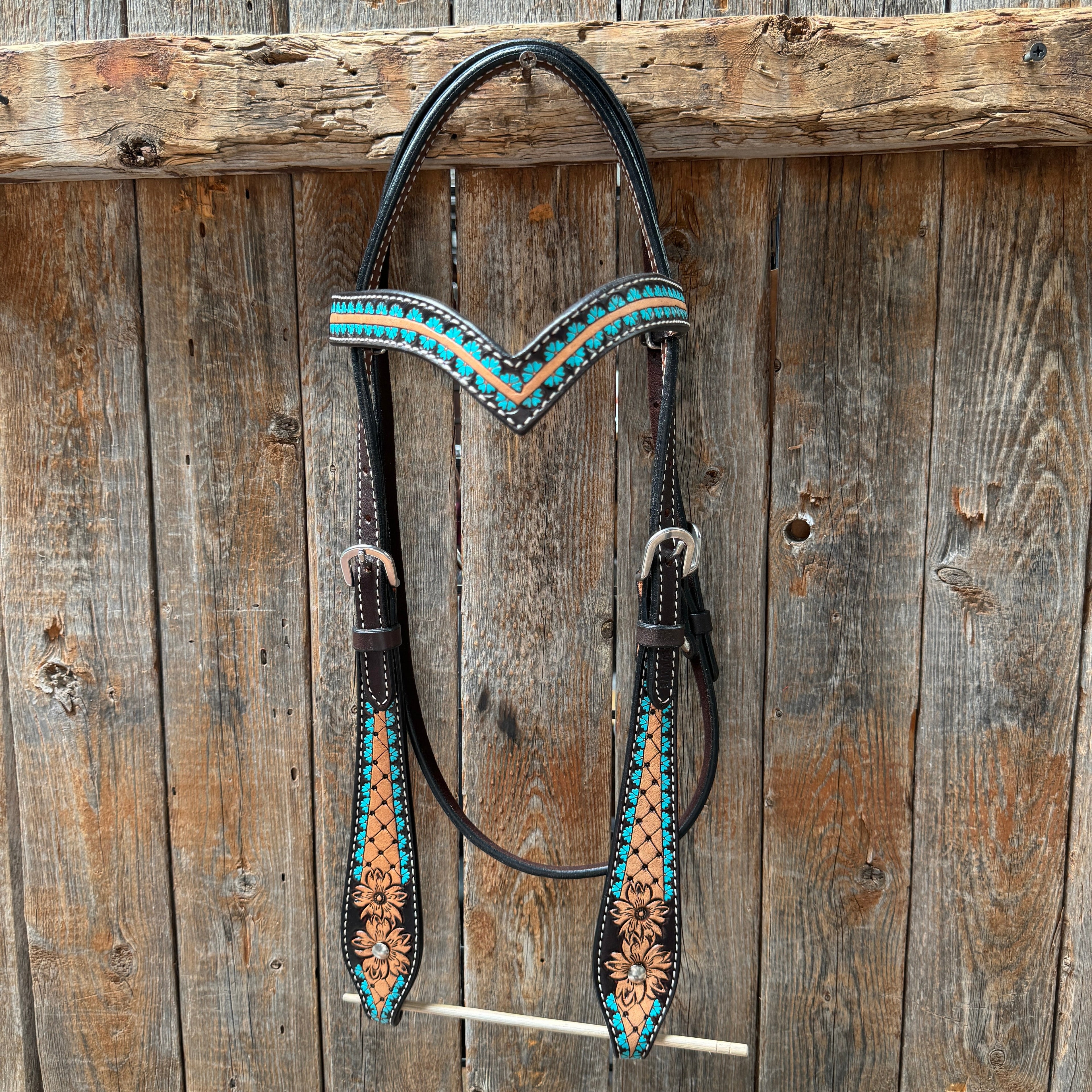 Multi Flower Browband / One Ear Headstall and Breastcollar Tack Set — view 3