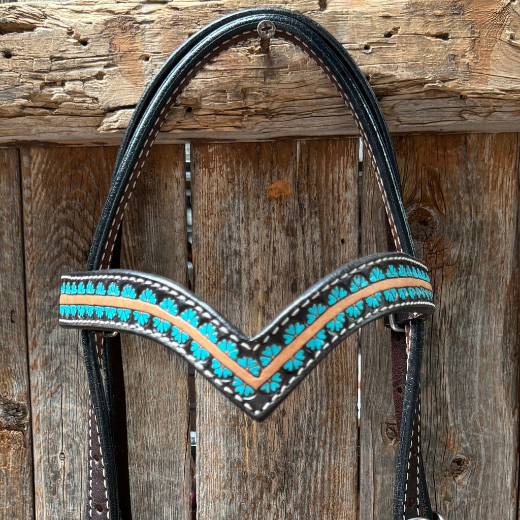 Multi Flower V Browband Headstall / Bridle #24378 — view 2
