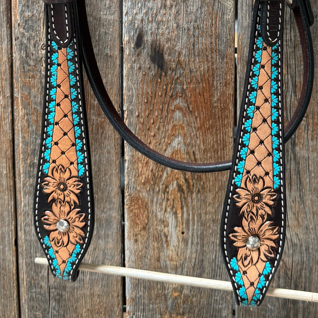 Multi Flower V Browband Headstall / Bridle #24378 — view 3