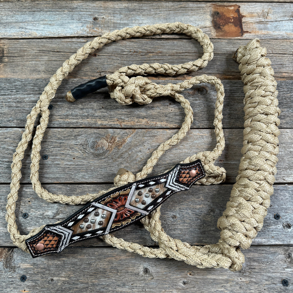 Mule Tape Halter - Leather Buckstitch Noseband - Copper Accents — view 2