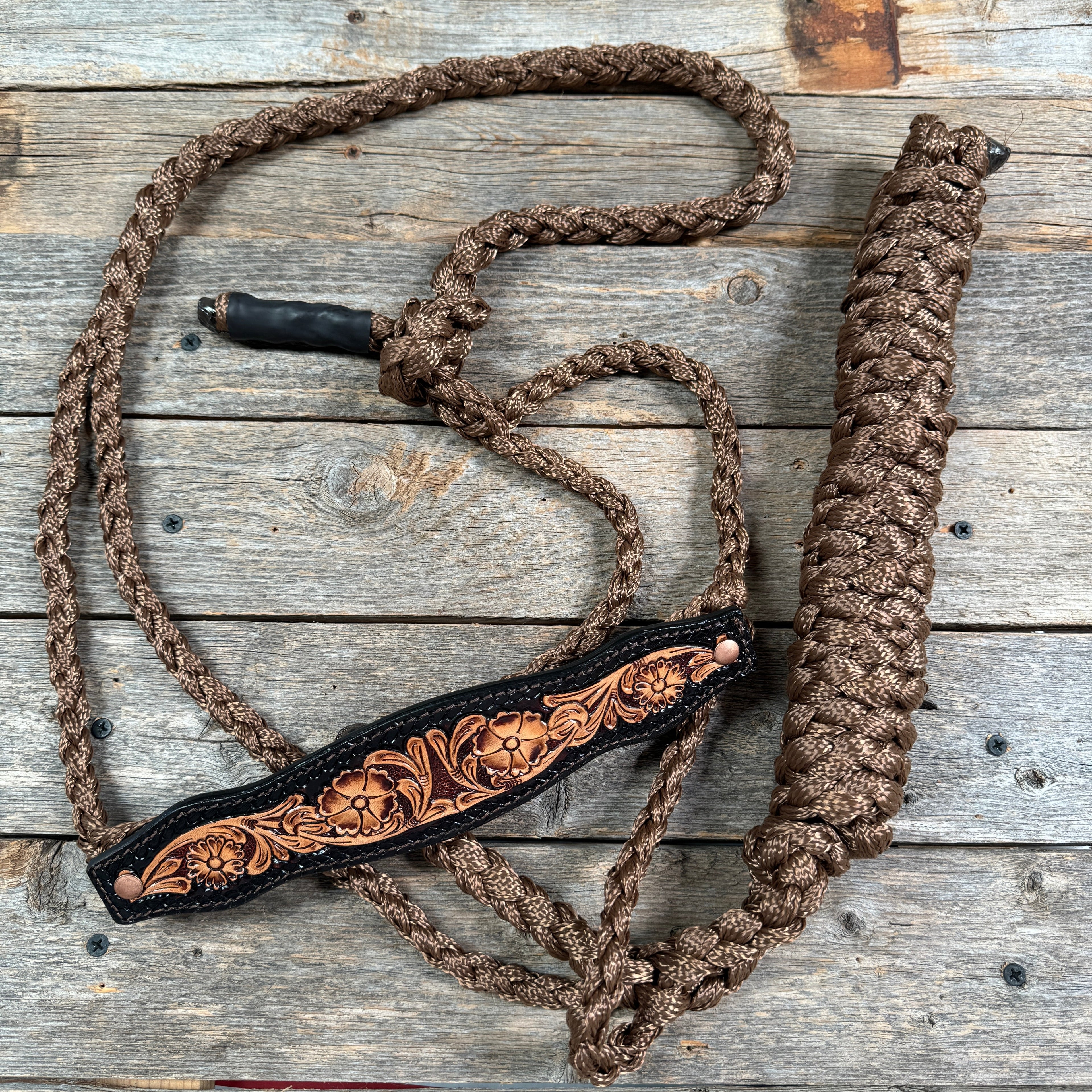 Mule Tape Halter - Leather Buckstitch Noseband - Copper Accents — view 10