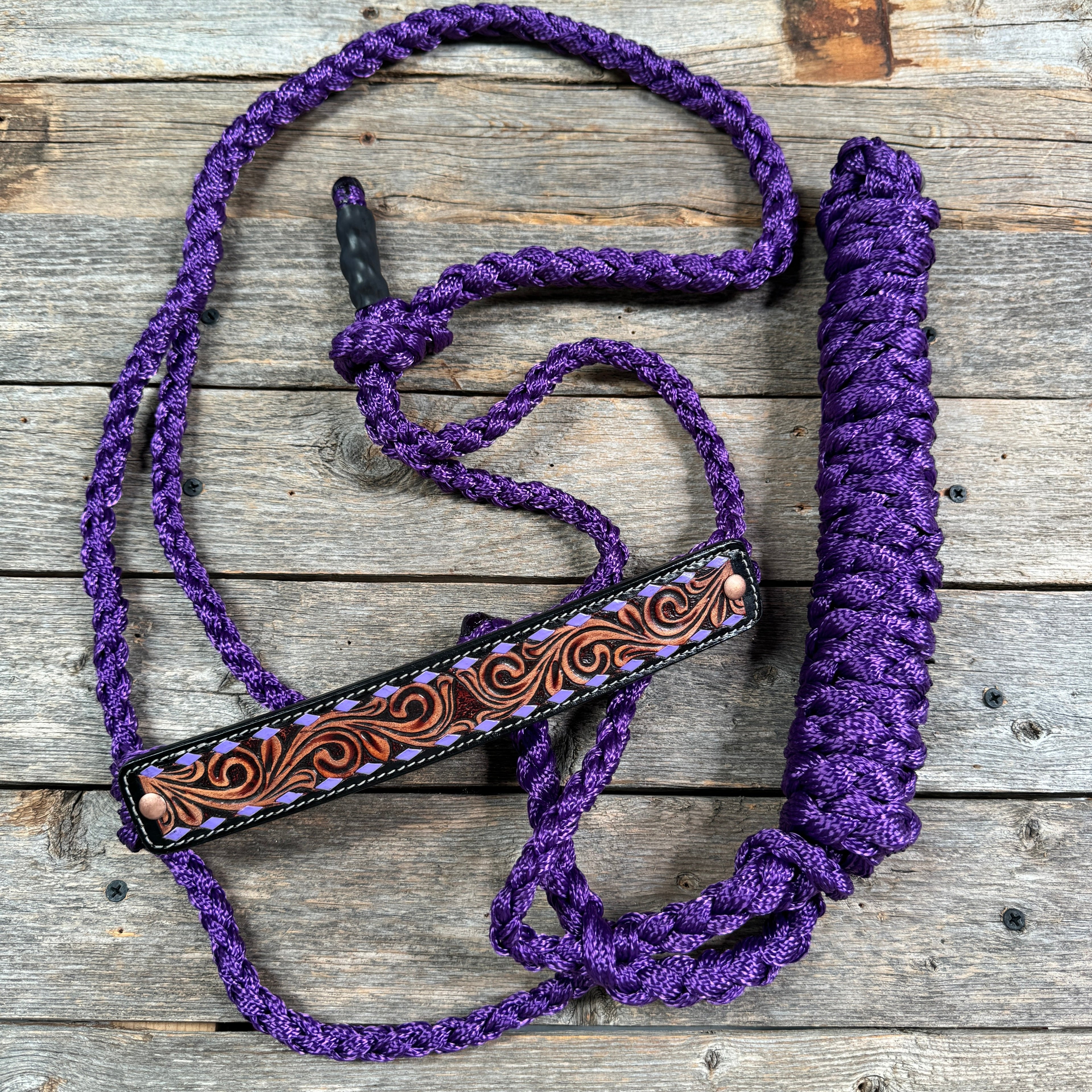 Mule Tape Halter - Leather Buckstitch Noseband - Copper Accents — view 7