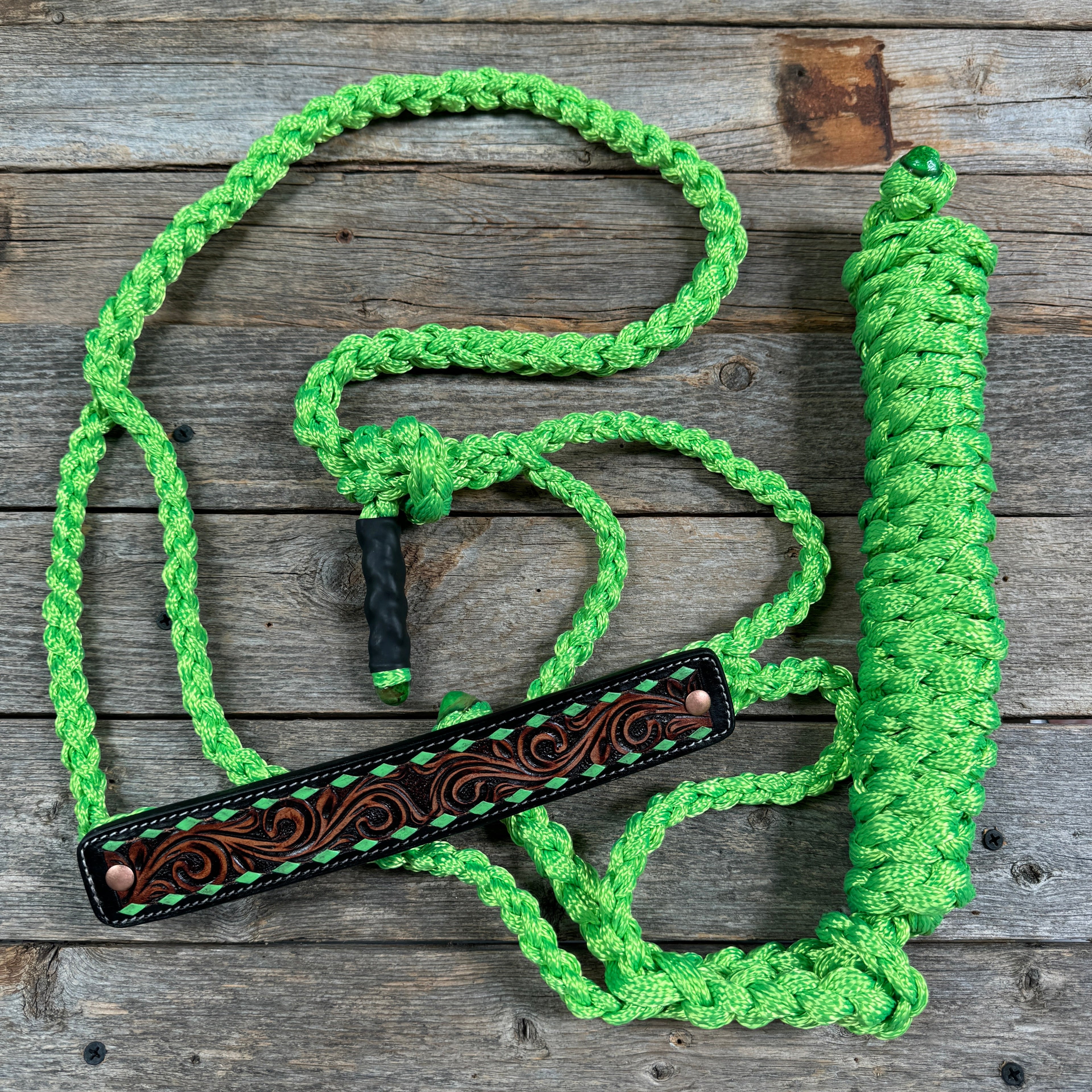 Mule Tape Halter - Leather Buckstitch Noseband - Copper Accents — view 4