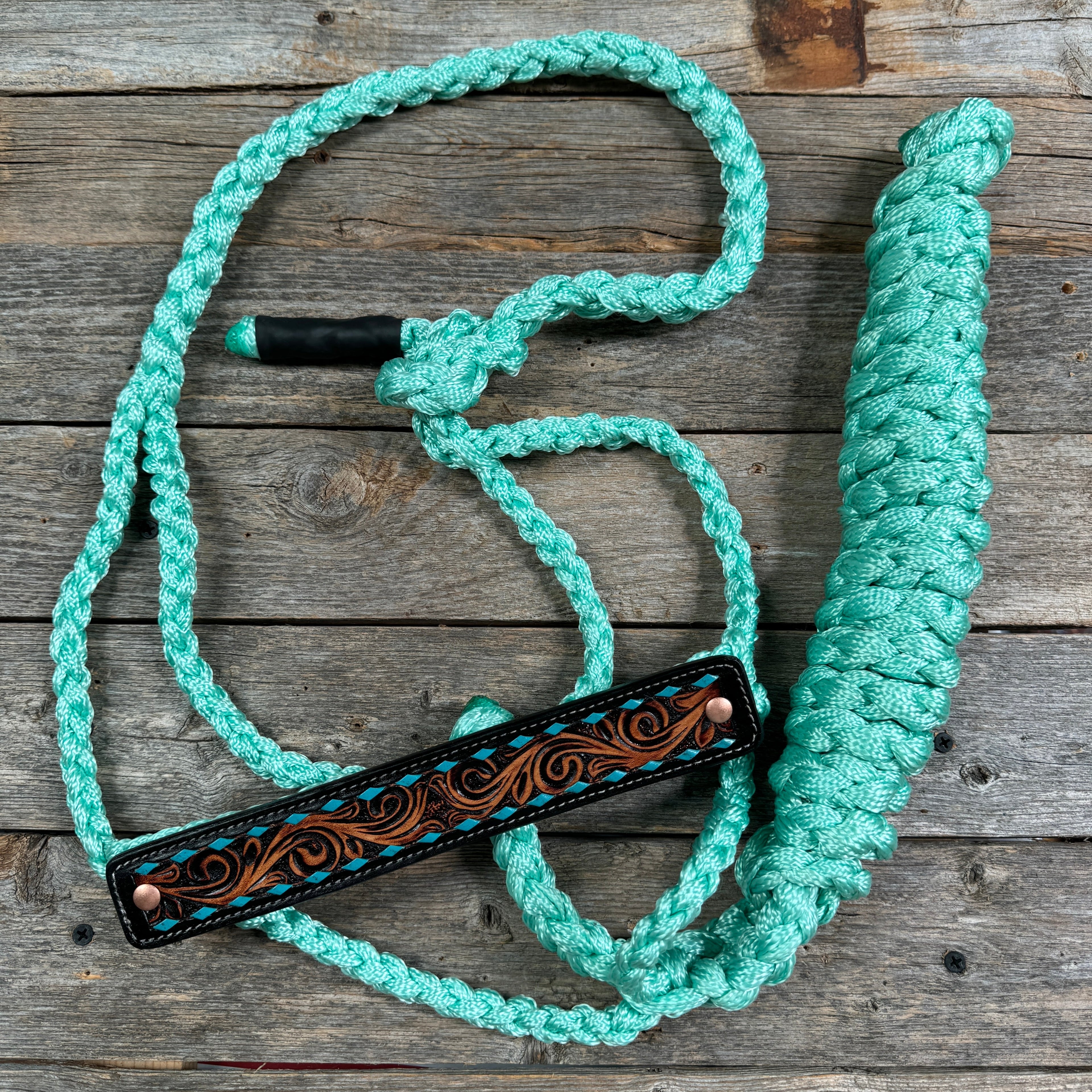 Mule Tape Halter - Leather Buckstitch Noseband - Copper Accents — view 3
