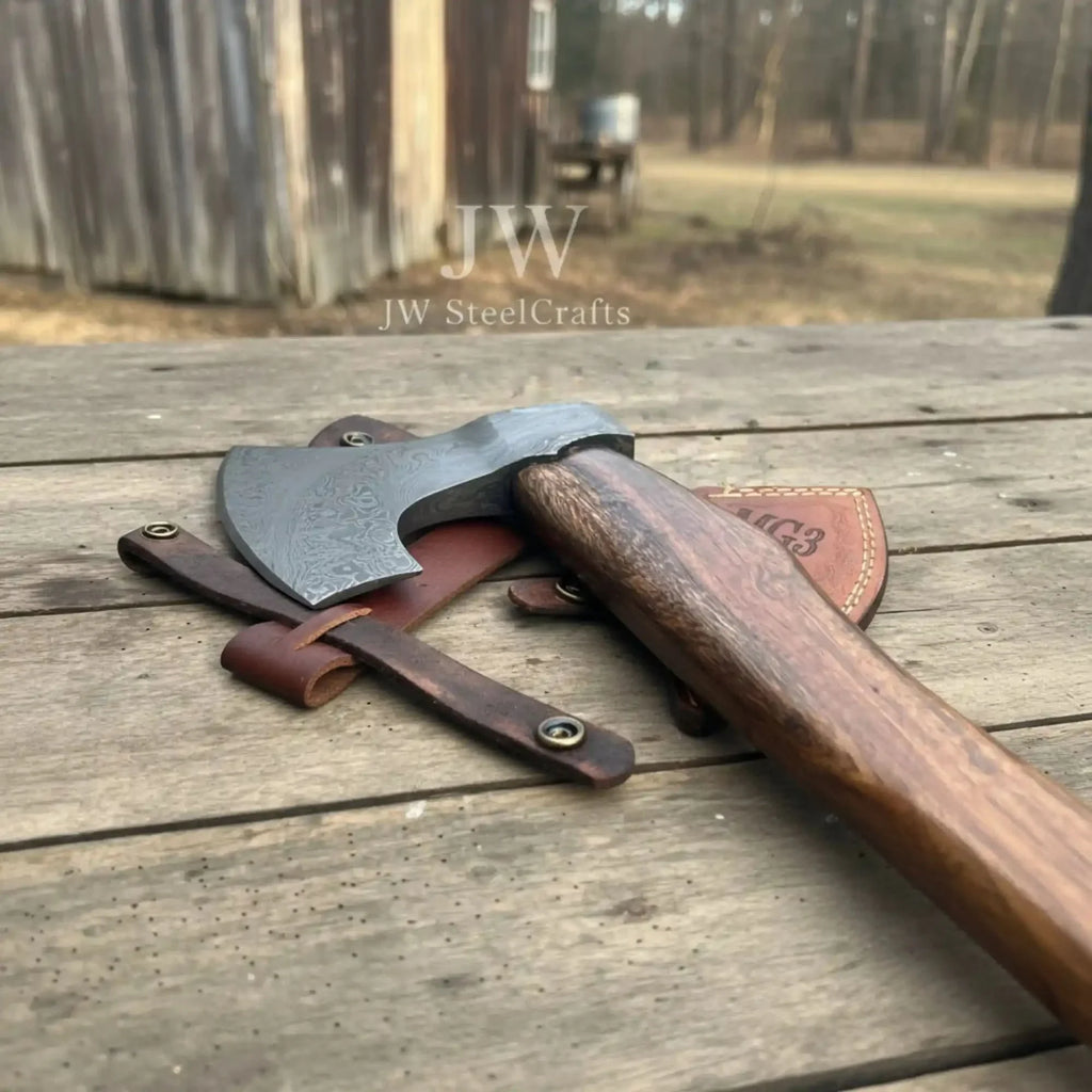 Viking Bearded Axe Damascus head Wood Handle