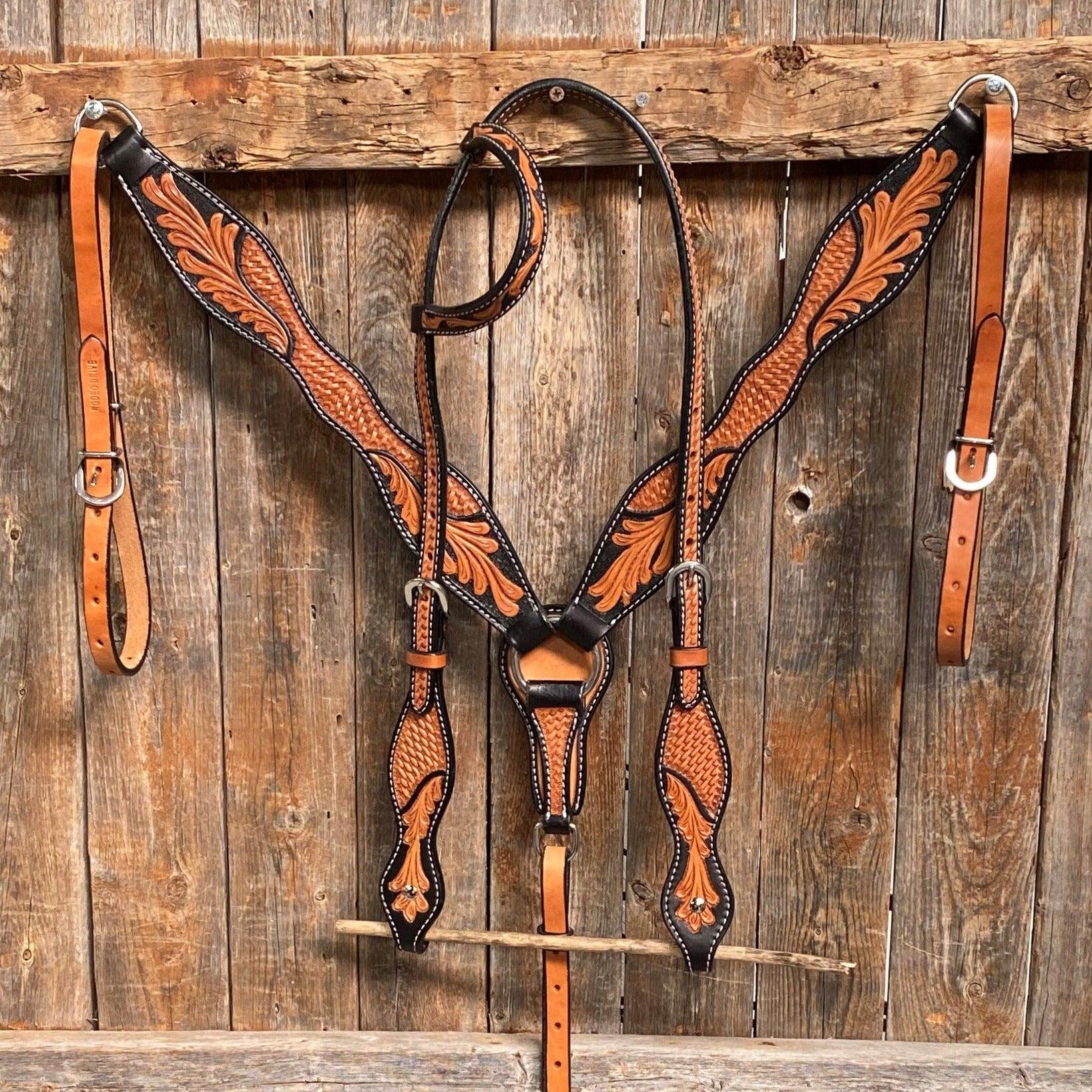 Basketweave - Leaf Scalloped Two Tone Tack Sets — view 2