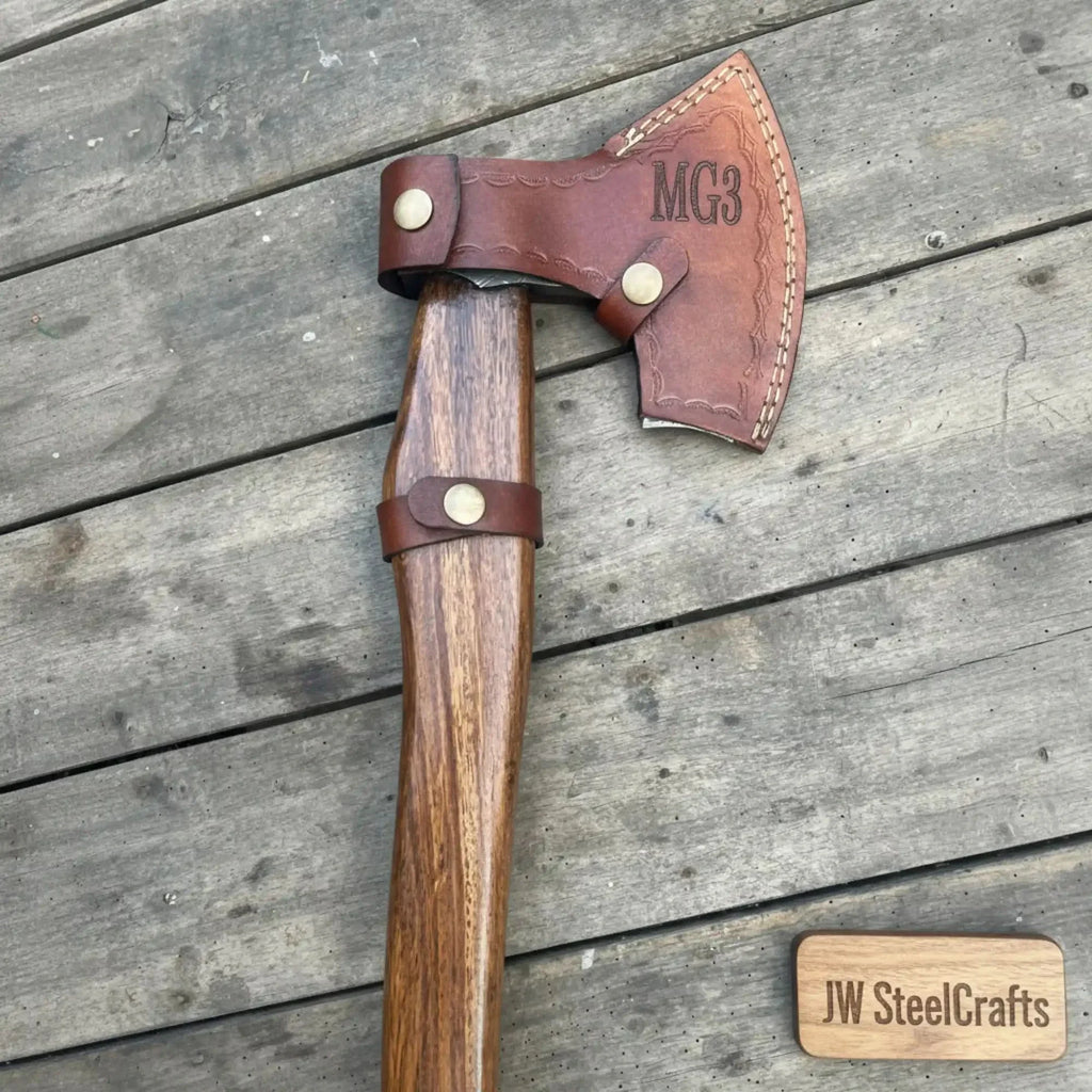 Viking Bearded Axe Damascus head Wood Handle