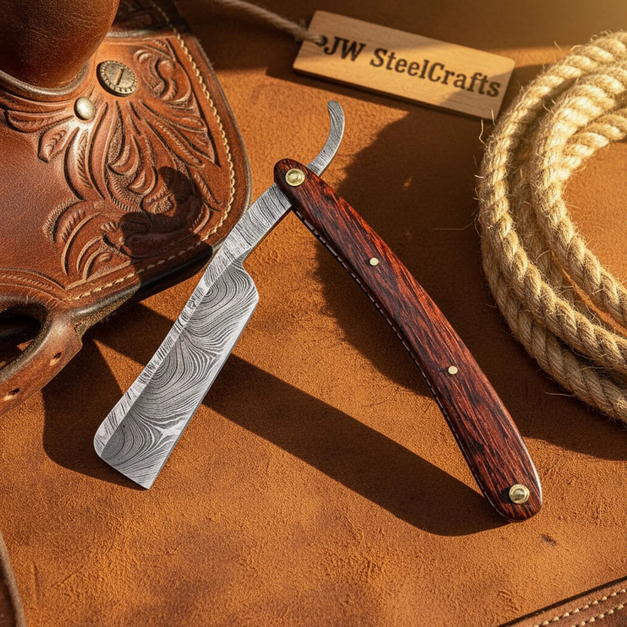 Boker Master Cutter Straight Razor with Forged Damascus Blade