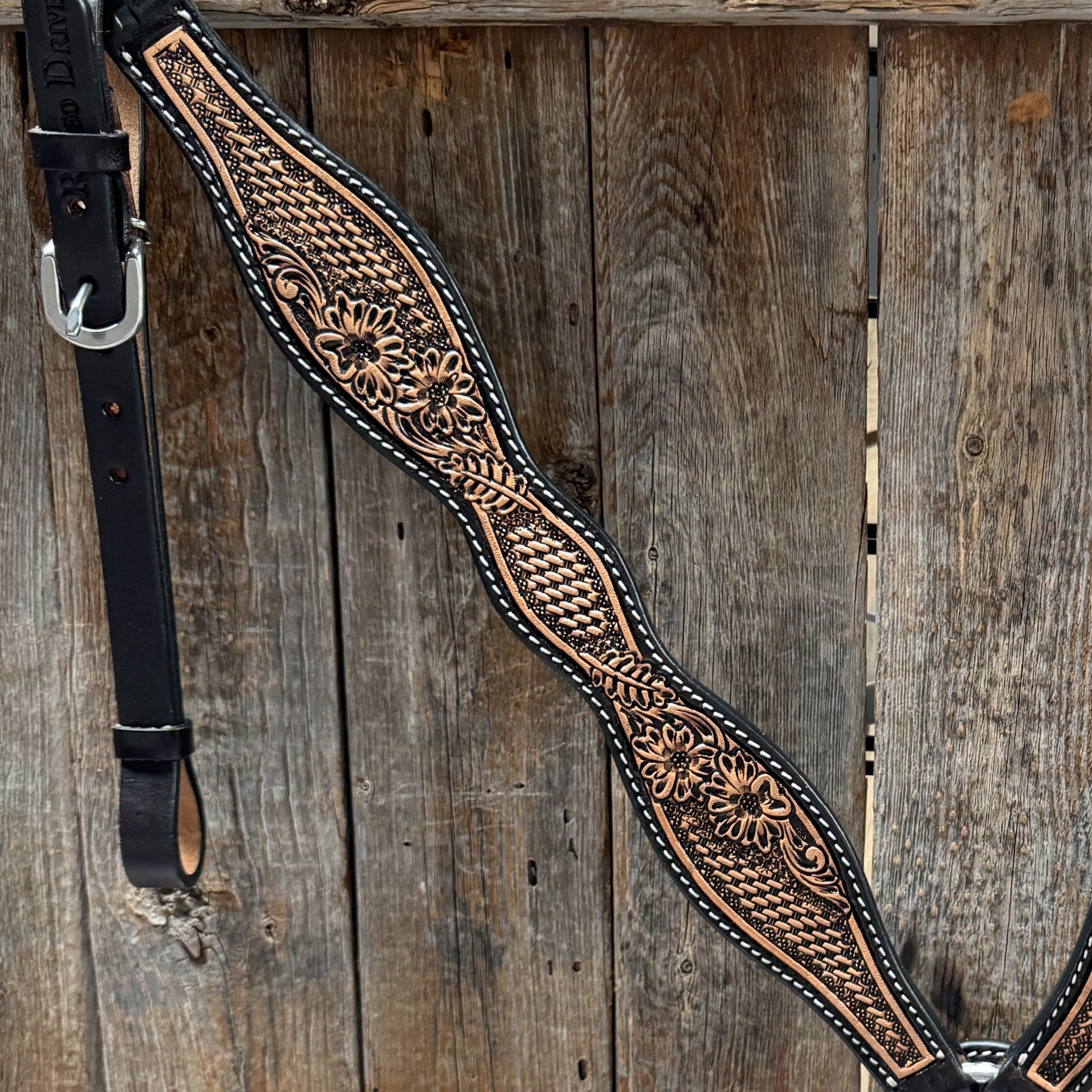 Two Tone Floral and Basketweave Breastcollar #FK402 — view 2