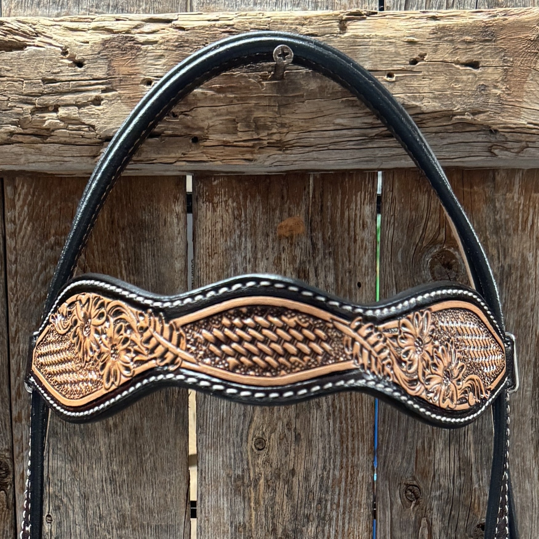 Two Tone Floral and Basketweave Tack Set — view 4