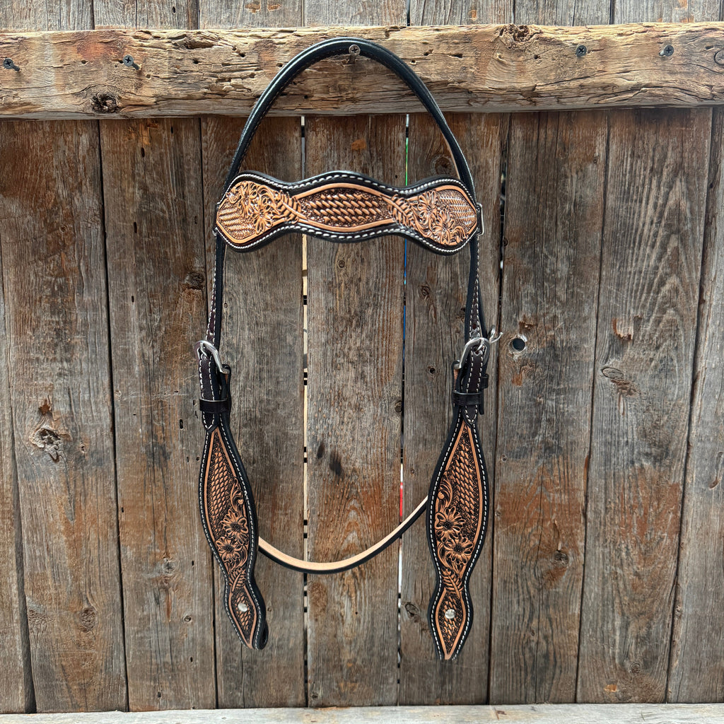 Two Tone Floral and Basketweave Tack Set — view 3