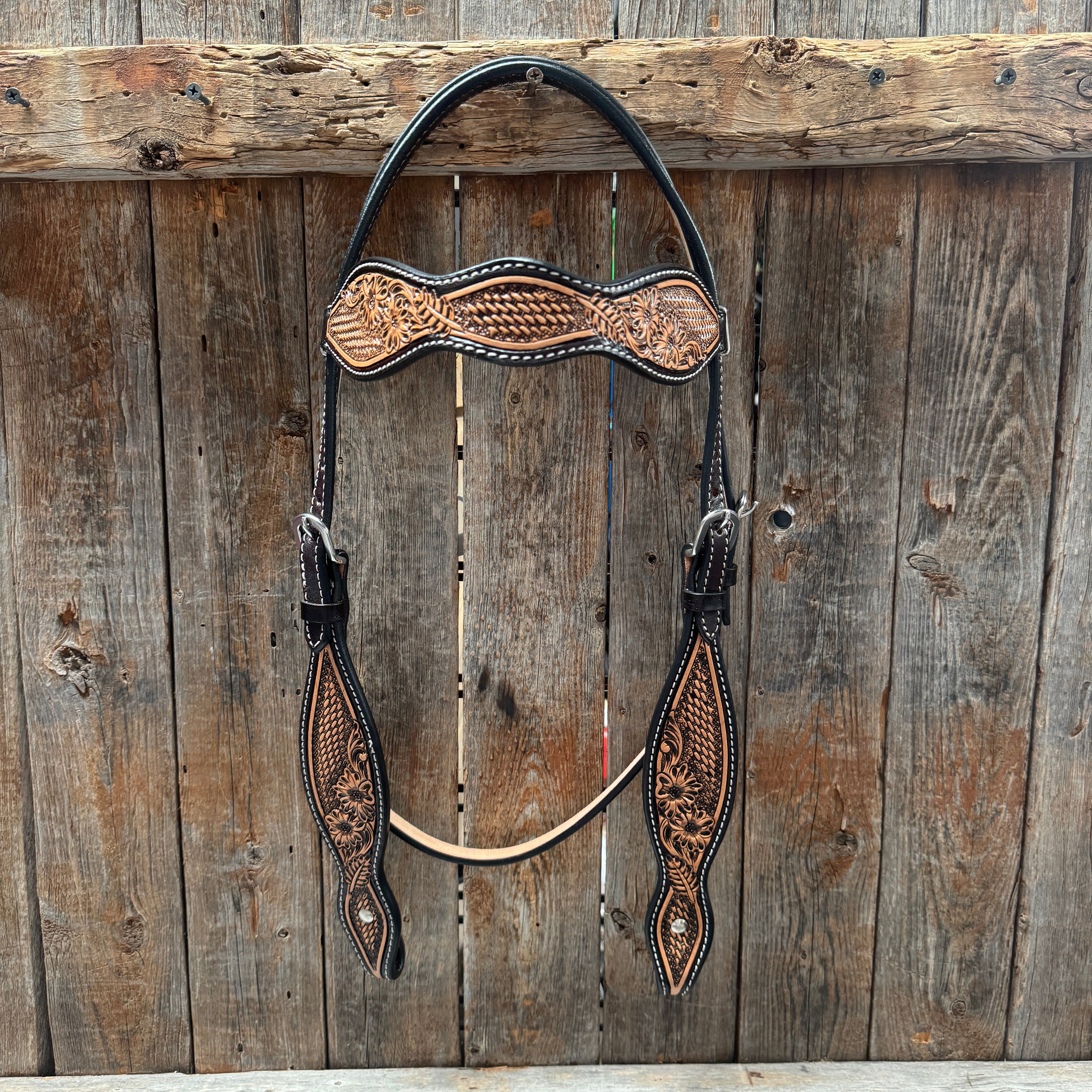 Two Tone Floral and Basketweave Tack Set — view 3