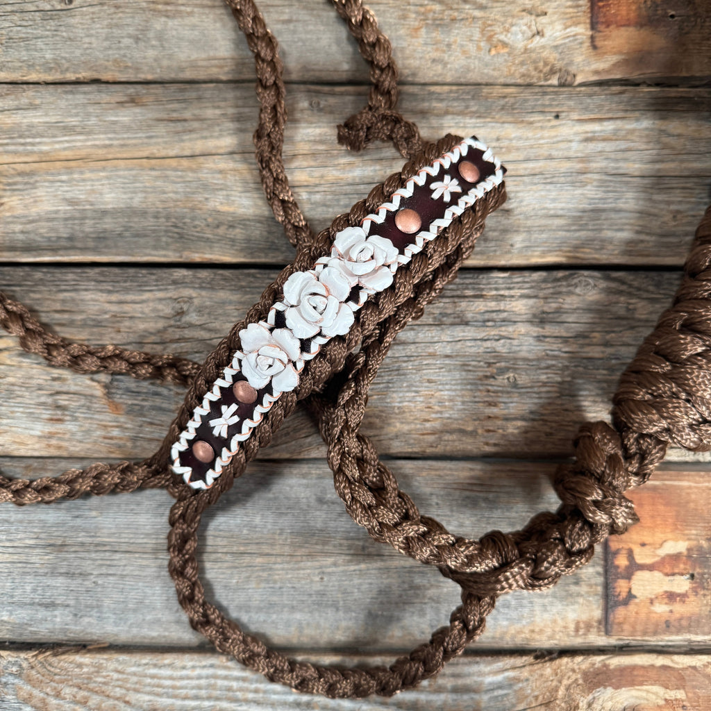 Brown Mule Tape Halter - White Roses #MT223 — view 2