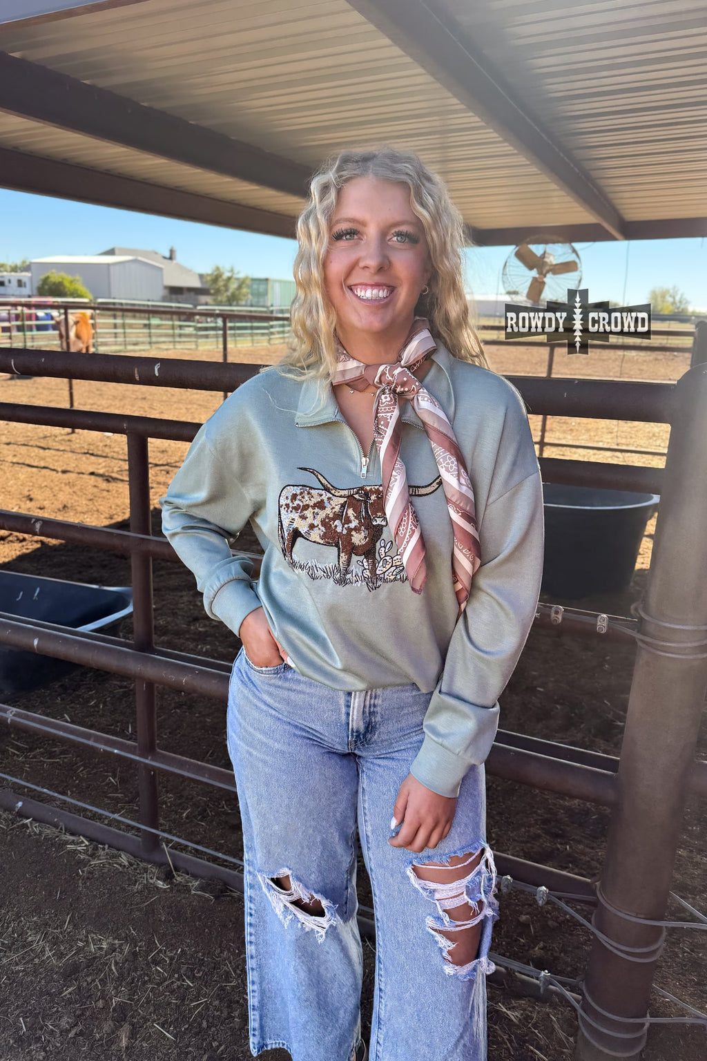 DS BLUE Lomita Longhorn Pullover by Rowdy Crowd Clothing - product image 3